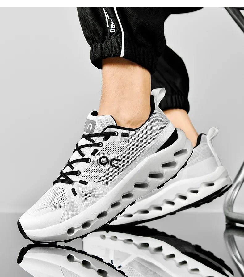 Men’s White Trainers — Casual Tennis & Running Sneakers, Athletic Gym Shoes for Marathon & Jogging