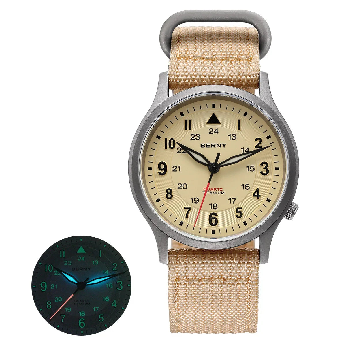 RBB Titanium Field Pilot Watch – Super Luminous Men's Outdoor Quartz Wristwatch with Sapphire Glass (5ATM)