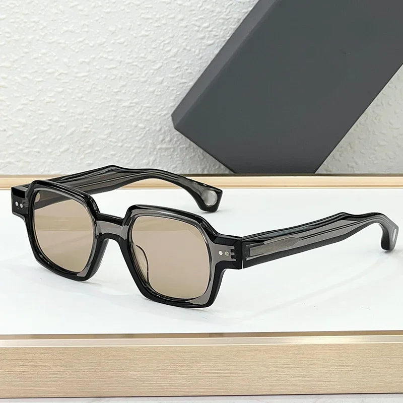 RBB Thick Acetate Square Sunglasses – UV400 Gradient Lenses, Unisex Designer Shades with Case