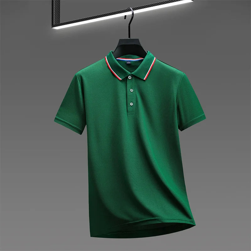 RBB 2025 Men’s Casual Solid Color Polo Shirt – Short Sleeve, Summer Fashionable & Comfortable Versatile Top