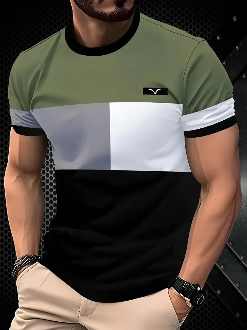 RBB Summer Men's Oversized Stripe Print T-Shirt – Casual Loose Fit, Short Sleeve Round Neck Streetwear Top