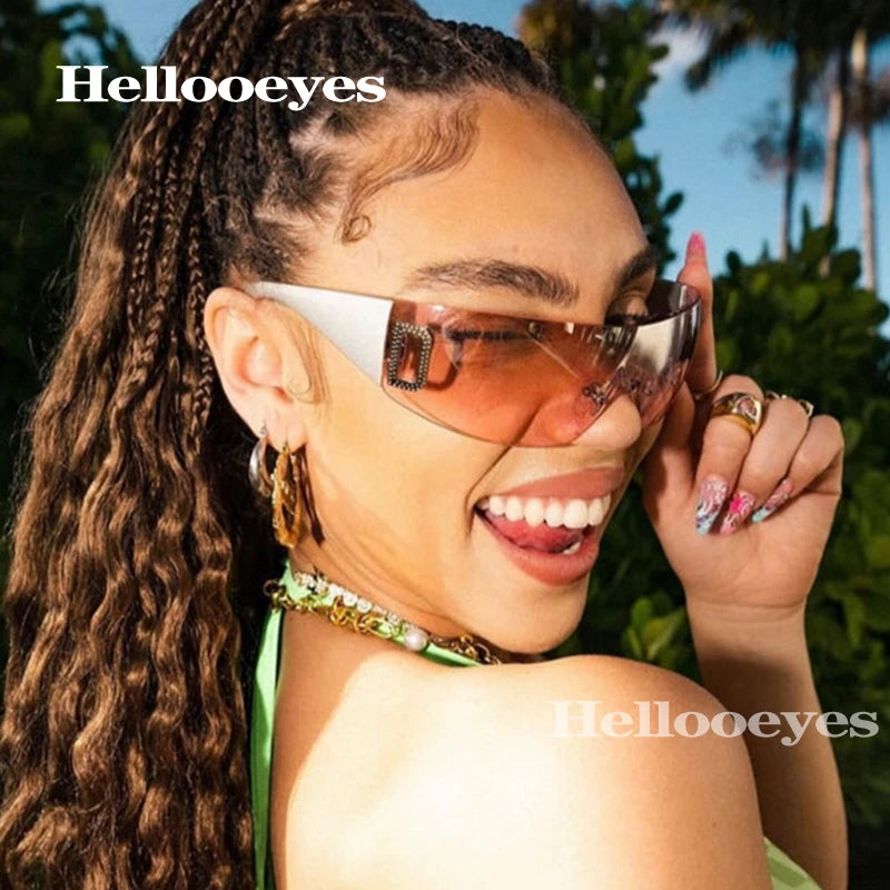 RBB Y2K One-Piece Sunglasses – Unisex UV400 Designer Punk Sports Shades