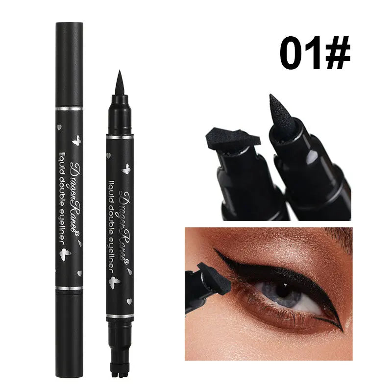 Double-Head Star Seal Eyeliner – Waterproof, Non-Smudge, Embellished Plum Eye Tail for Beginners
