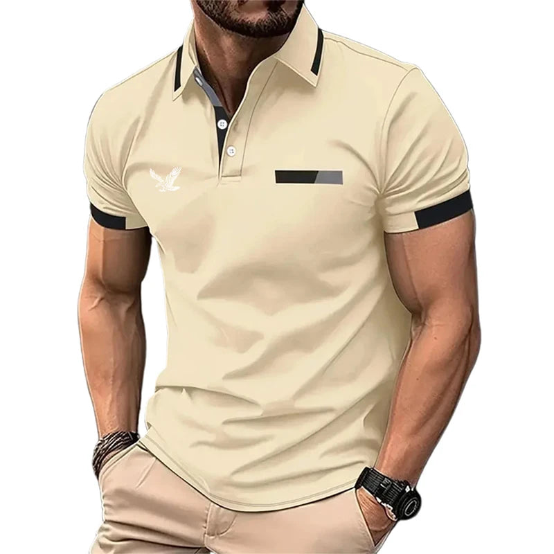 RBB Men’s Color Block Golf Polo Shirt – Casual Lapel Collar, Short Sleeve, Patchwork Design | Spring & Summer Regular Fit