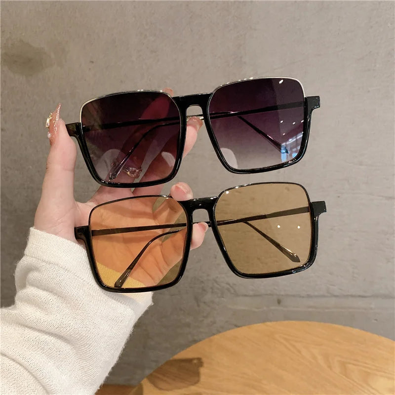 RBB 2024 Vintage Women's Fashion Sunglasses – Luxury Metal Square Frame with UV400 Pink Gradient Lenses
