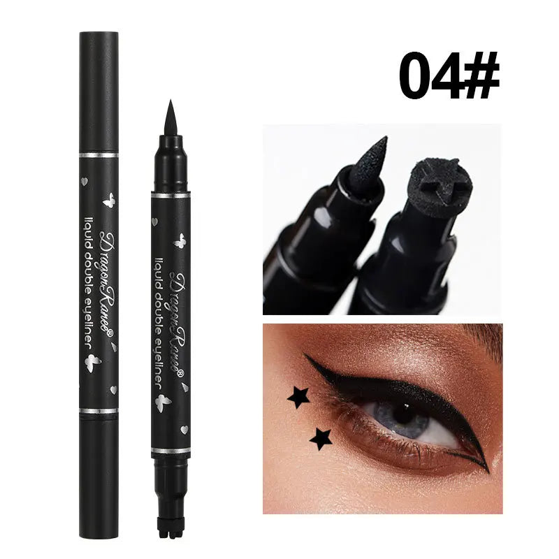 Double-Head Star Seal Eyeliner – Waterproof, Non-Smudge, Embellished Plum Eye Tail for Beginners