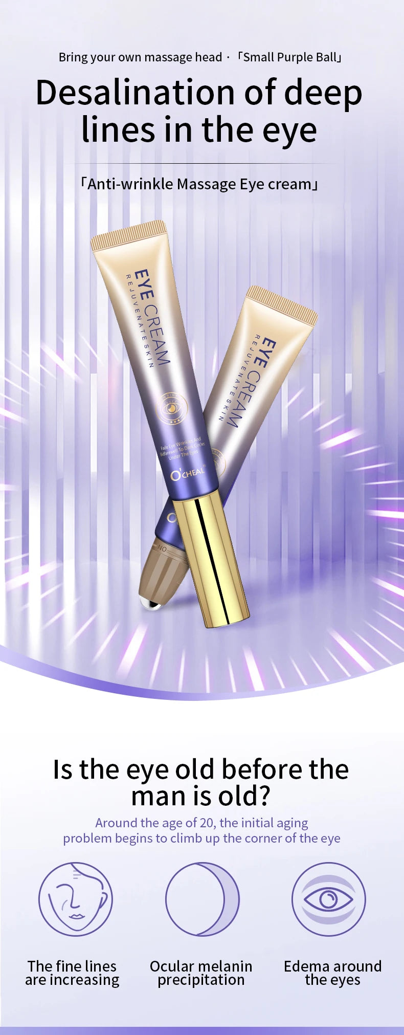 Anti-Wrinkle Eye Cream with Roller Ball – Hydrating Hyaluronic Acid Serum for Fine Lines & Puffiness