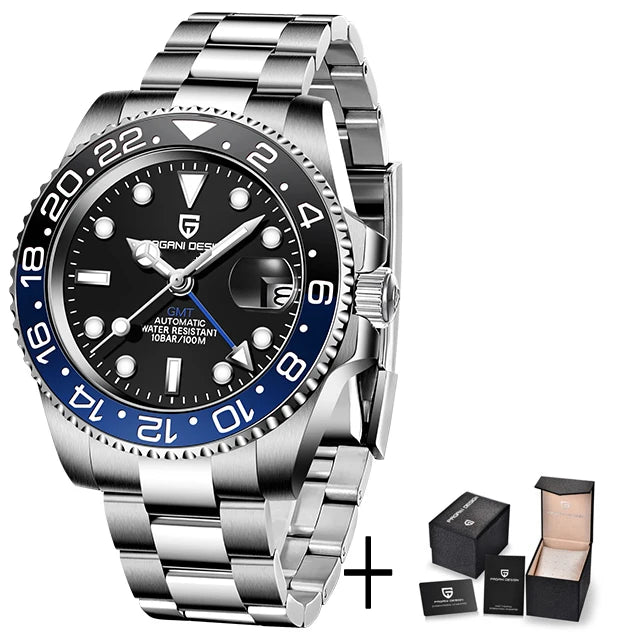 RBB DESIGN V3 Men's GMT Automatic Watch – 40MM Luxury Sapphire Mechanical Stainless Steel Waterproof Timepiece