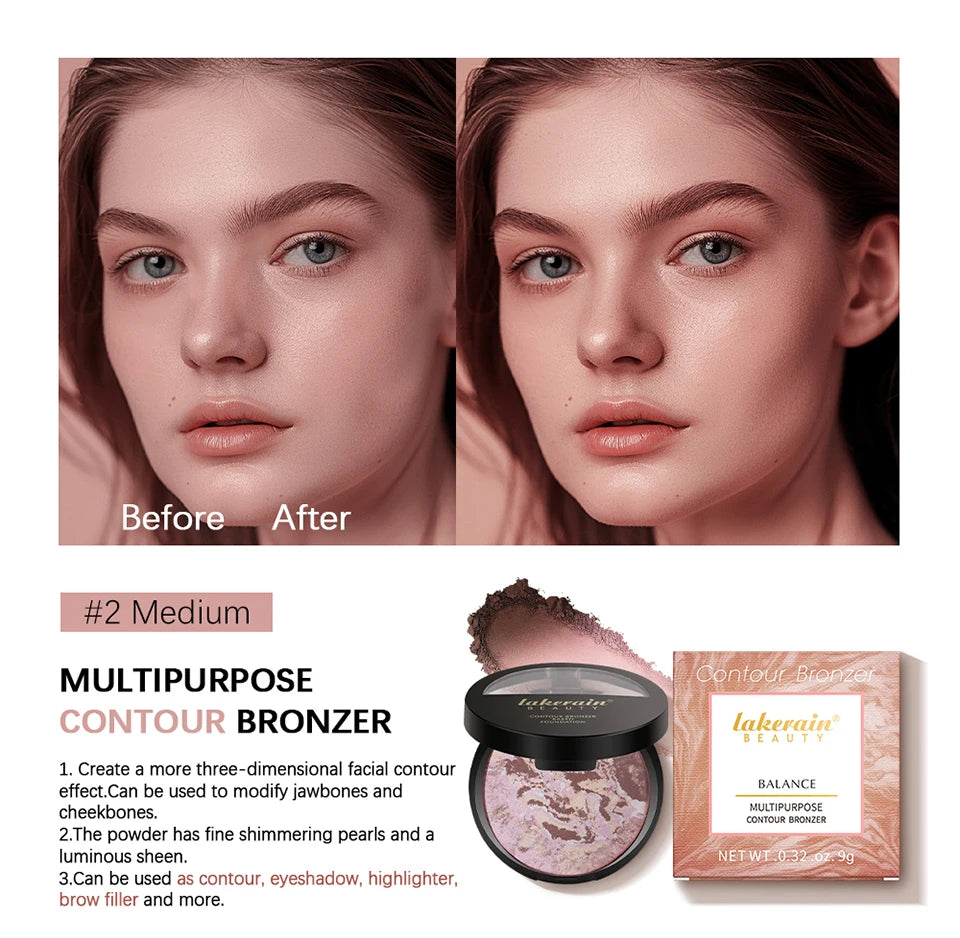 RBB Matte Face Foundation Bronzer Pressed Powder Compact – Long-Lasting, Oil Control, Translucent Loose Setting Powder