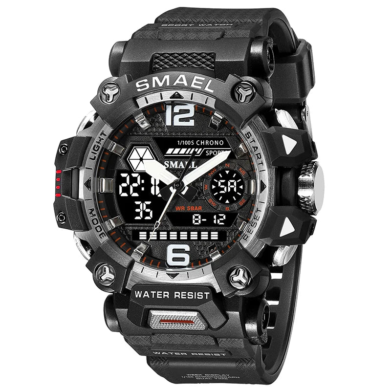 RBB Men’s Digital Sports Watch – 50M Waterproof, Dual Display, LED Quartz