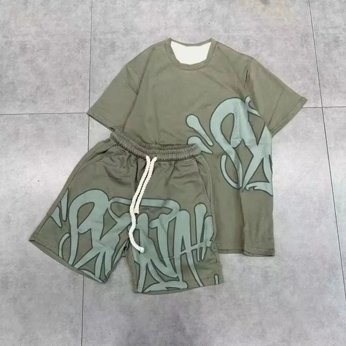 RBB Urban Rider Men's Motorcycle-Inspired Casual Two-Piece Set – T-Shirt & Shorts