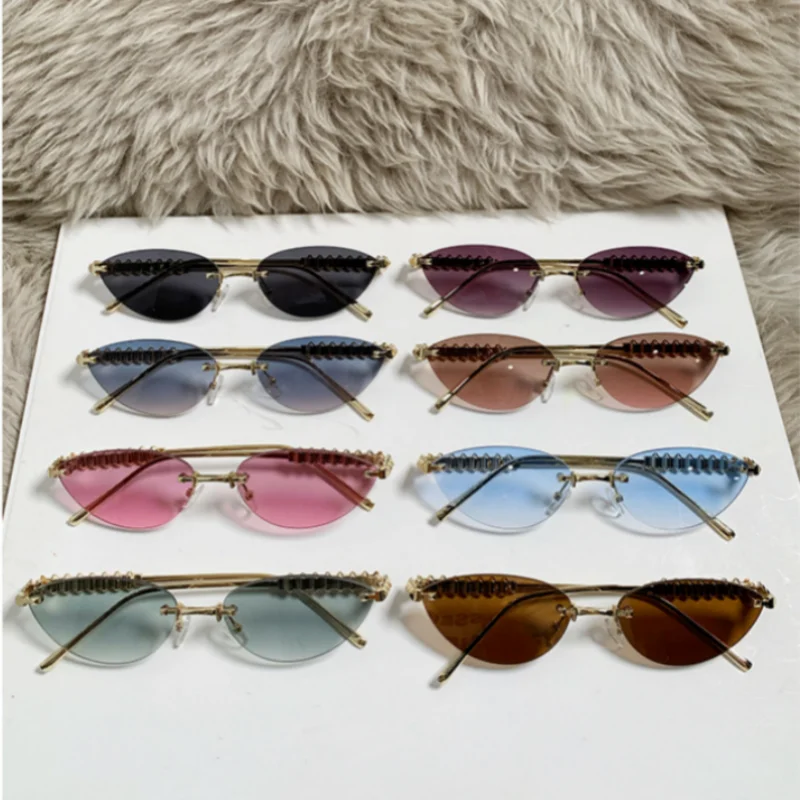 RBB Rimless Cat Eye Sunglasses for Women | Vintage Metal Frame | RBB UV400 Fashion Eyewear