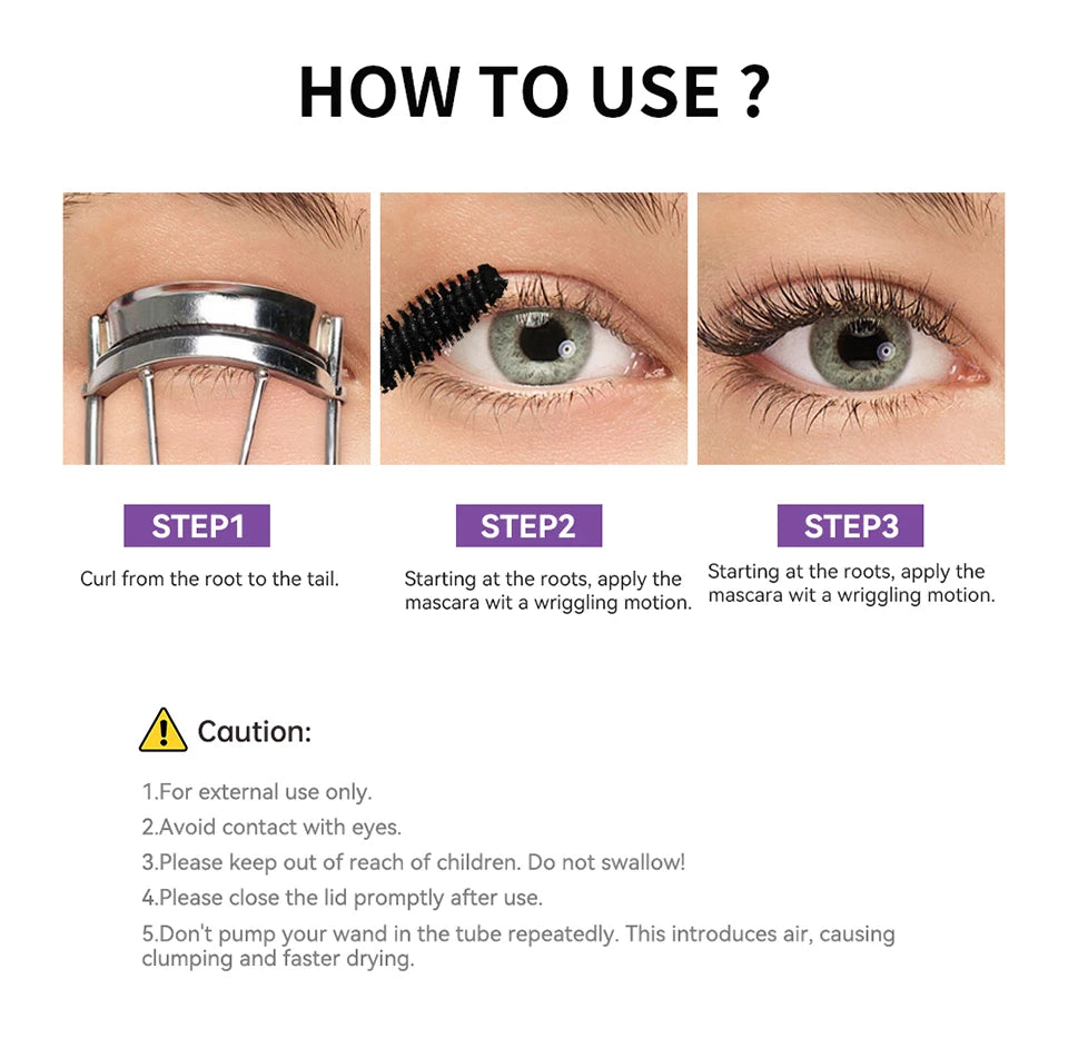 5D Waterproof Fiber Mascara – Thickening, Lengthening & Curling, Long-Lasting