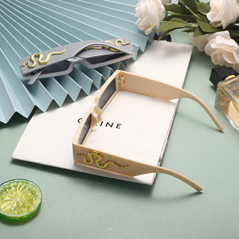 RBB Small Frame Hip Hop Diamond Snake Sunglasses – Retro Square Unisex