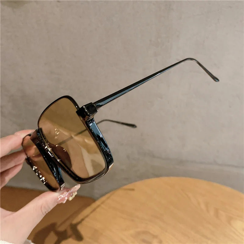 RBB 2024 Vintage Women's Fashion Sunglasses – Luxury Metal Square Frame with UV400 Pink Gradient Lenses