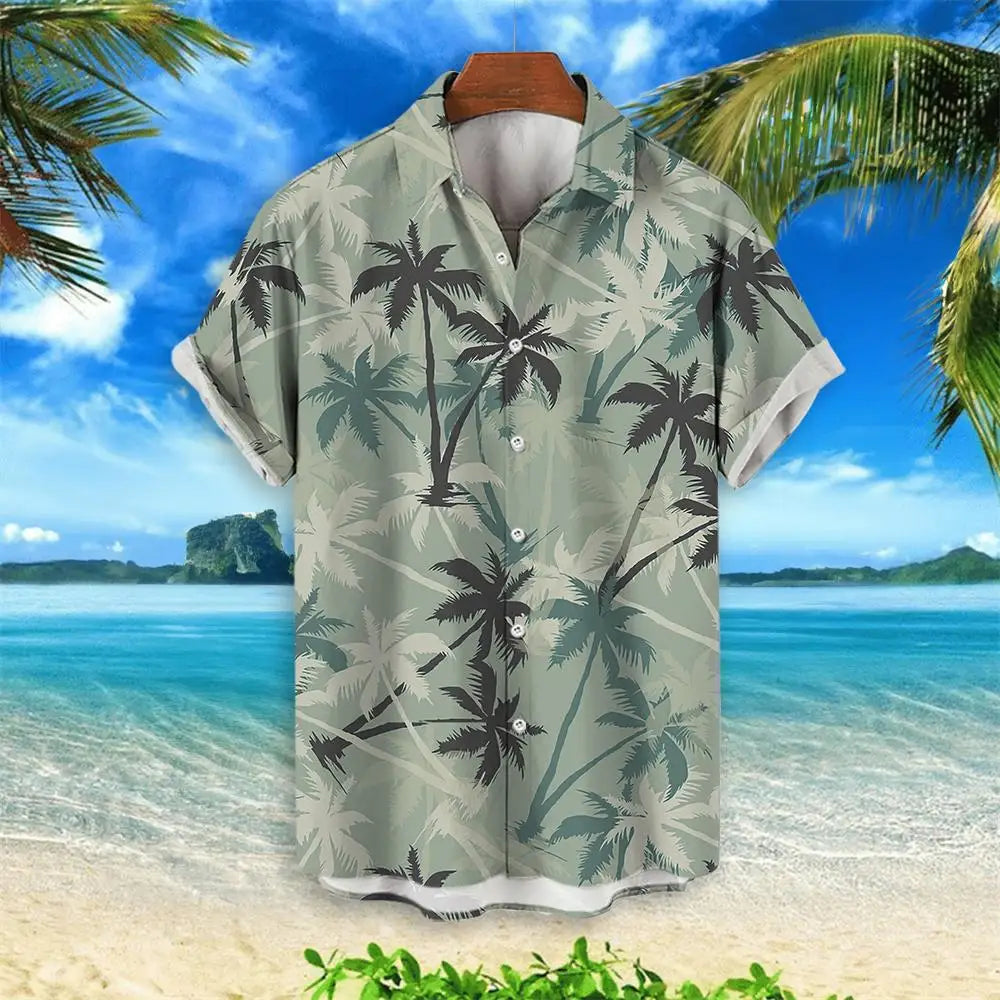 RBB Summer 2025 Men’s Hawaiian Shirt – 3D Animal & Plant Print, Short Sleeve, Beach Style, Plus Size up to 5XL