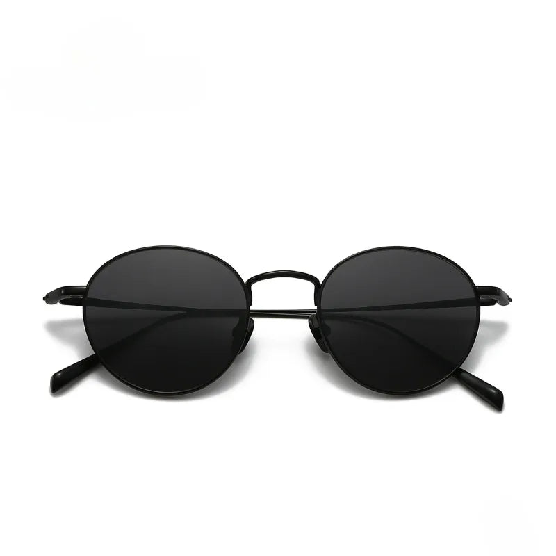 RBB Pure Titanium Retro Round Polarized Sunglasses | UV400 Gradient Brown for Men & Women