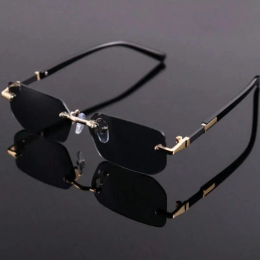 RBB Rimless Rectangle Sunglasses – Small Square Unisex Summer Travel Shades