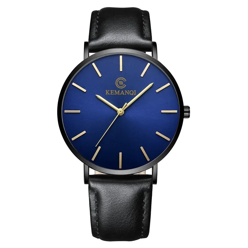 RBB Ultra-Thin Men's Quartz Watch – Minimalist Design, Leather Strap, Business Casual Style
