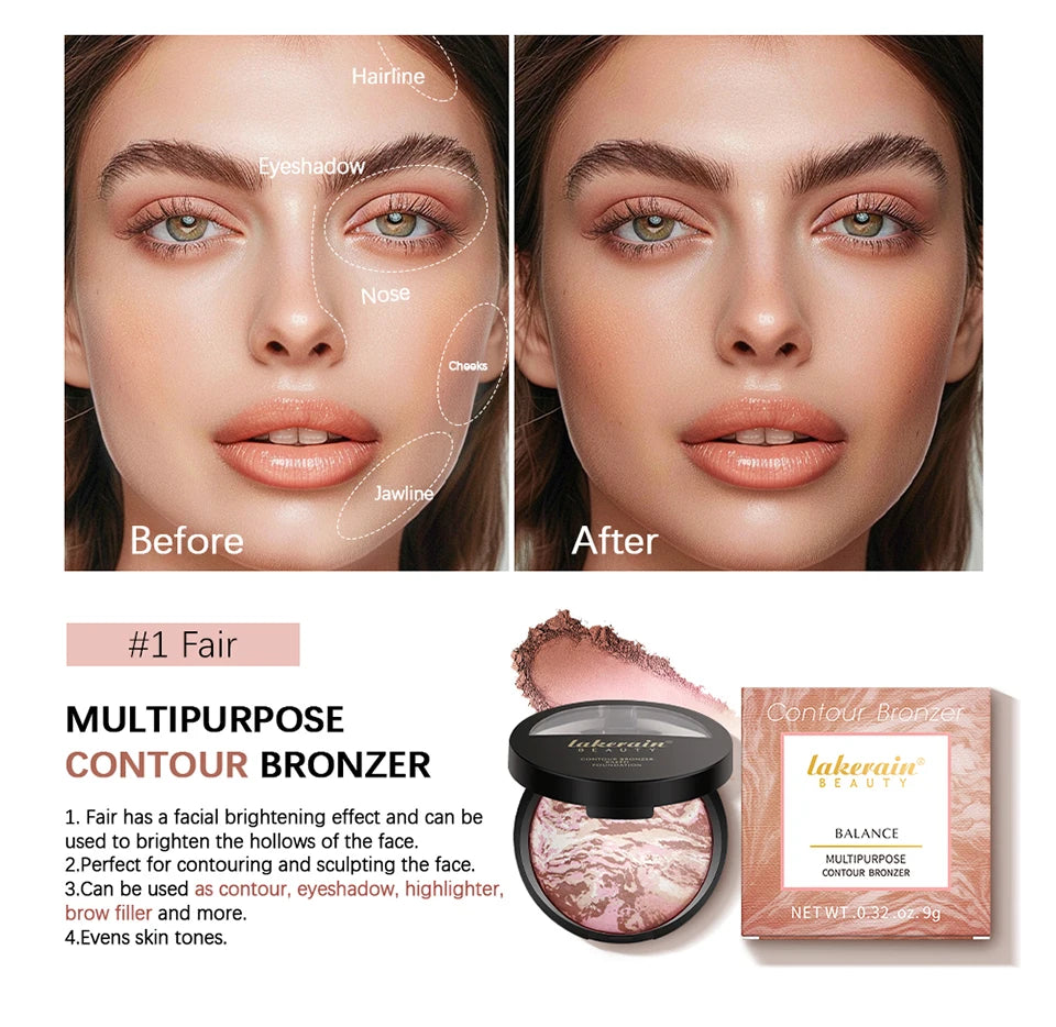 RBB Matte Face Foundation Bronzer Pressed Powder Compact – Long-Lasting, Oil Control, Translucent Loose Setting Powder