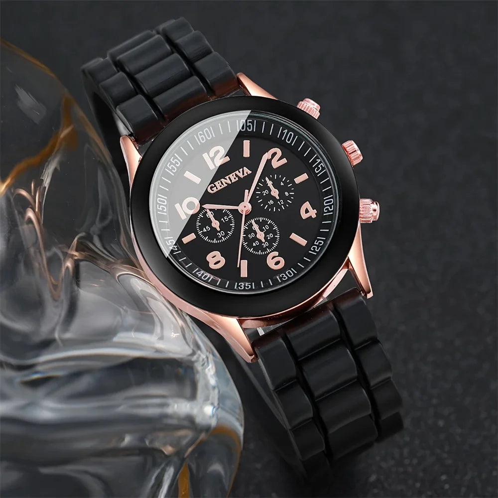 RBB Luxury Couple's Watch Set – Elegant Alloy & Silicone Strap Quartz Watches (2 Pcs)
