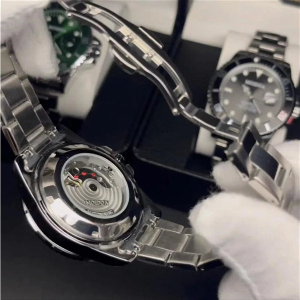 RBB Men's Luxury Sports Watch – Green Dial, Hollow Design, 2024 Quartz Steel Wristwatch