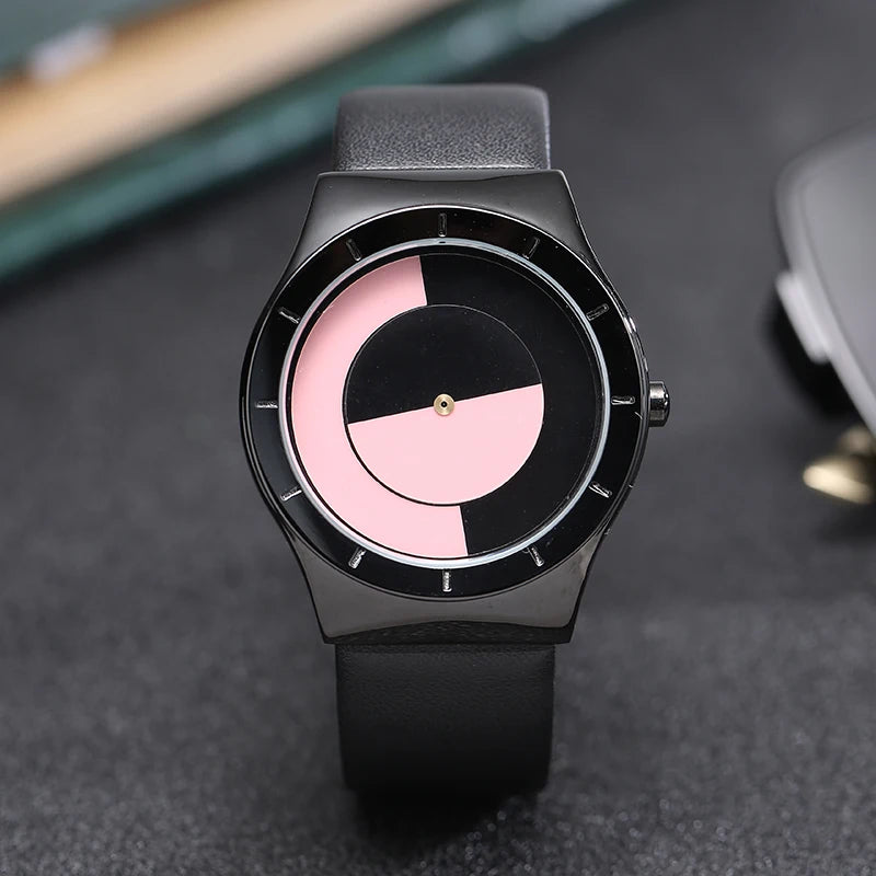RBB Minimalist Unisex Quartz Watch – Conceptual Dial & Simple Design for Men & Women