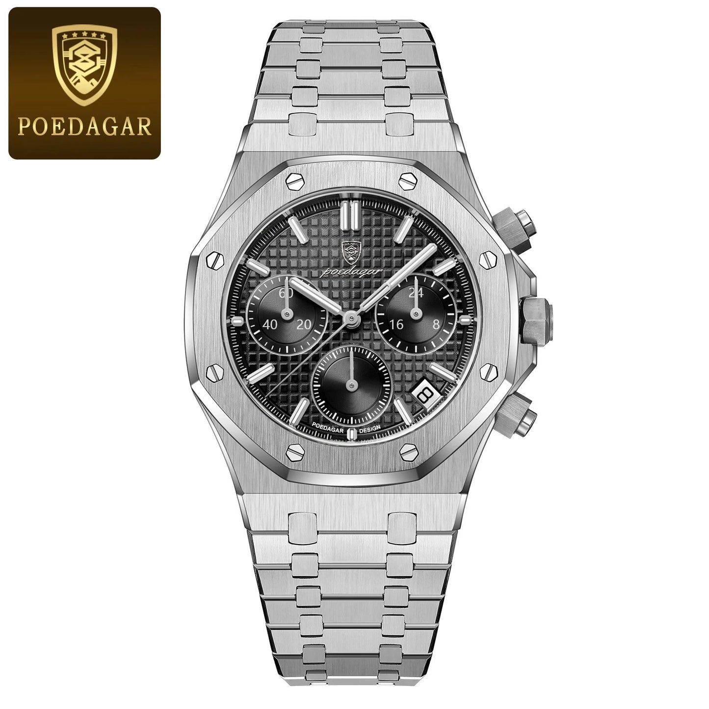 RBB Luxury Men's Stainless Steel Chronograph Watch – Military Style, Waterproof & Luminous Quartz Wristwatch