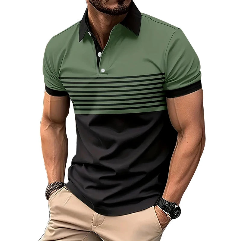 RBB Men’s Summer Business Polo Shirt – Short Sleeve, Regular Fit, Button-Up Collar Top