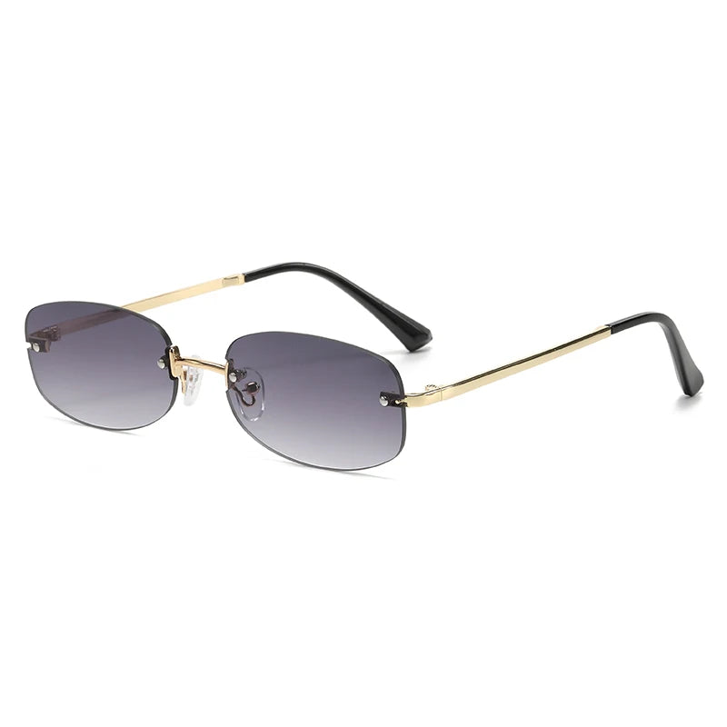 RBB Frameless Elliptical Sunglasses – Retro Metal Street Style | Women’s INS Fashion Shades
