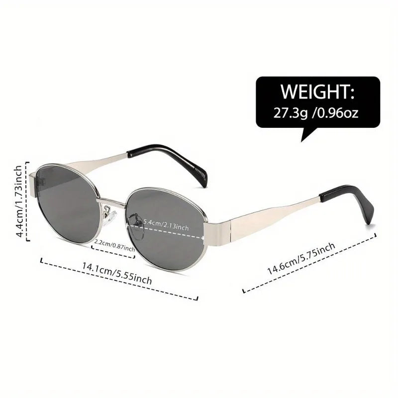 RBB Oval Metal Frame Sunglasses – 2 Pairs Unisex Fashion Eyewear for Daily Wear & Trendy Photography