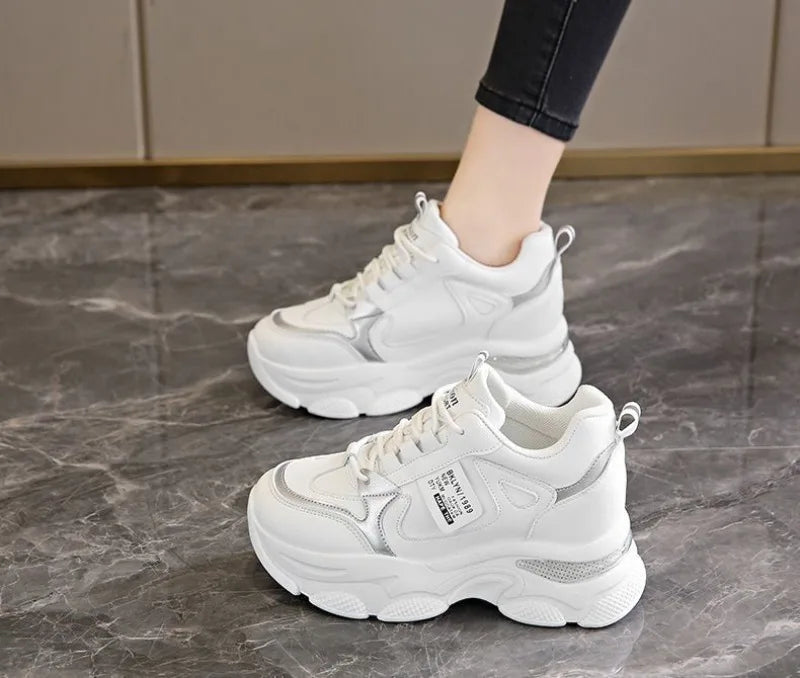 Women’s White Sport Sneakers – Thick Sole, Ultra-Light Platform, Casual & Running Shoes (Spring/Autumn 2025)