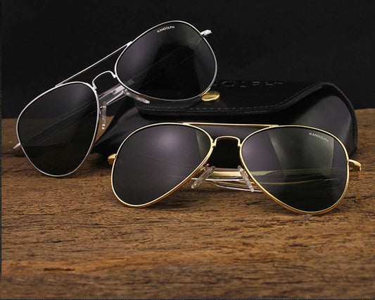 RBB USA Military-Style Pilot Sunglasses | Luxury Glass Lens Retro Titanium Eyewear