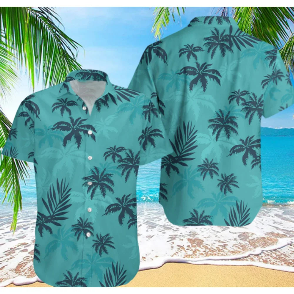 RBB Summer 2025 Men’s Hawaiian Shirt – 3D Animal & Plant Print, Short Sleeve, Beach Style, Plus Size up to 5XL
