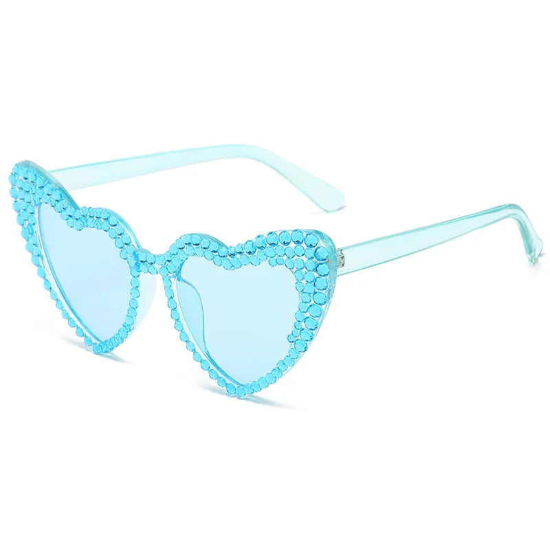 RBB Luxury Diamond Frame Heart Shape Sunglasses – Large UV400 Protection for Women