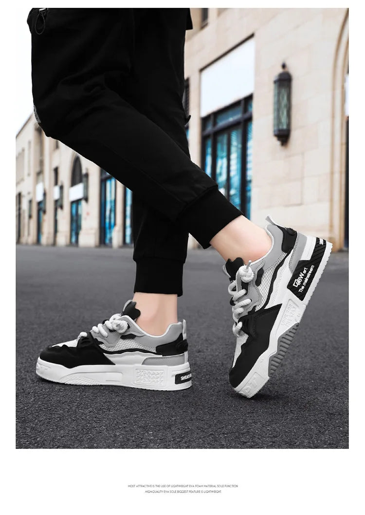 2025 Men’s Large-Size All-Season Soft Sole White Sneakers – Versatile Fashion Sports Shoes