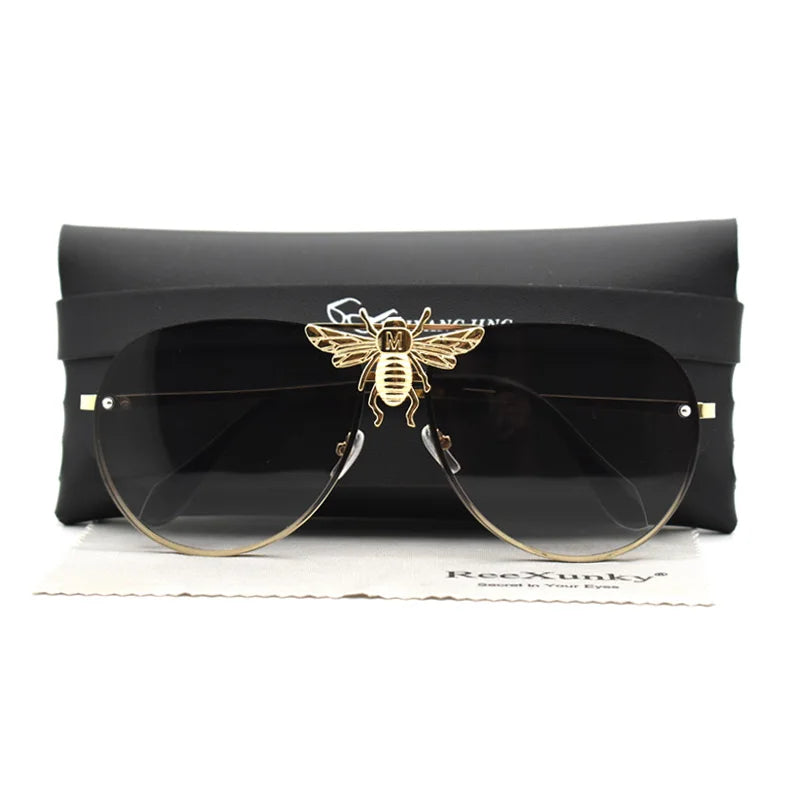 RBB Luxury Classic Bee Vintage Pilot Sunglasses — Stylish retro design with gradient, anti-reflective lenses. Unisex and UV400 protected for everyday wear.
