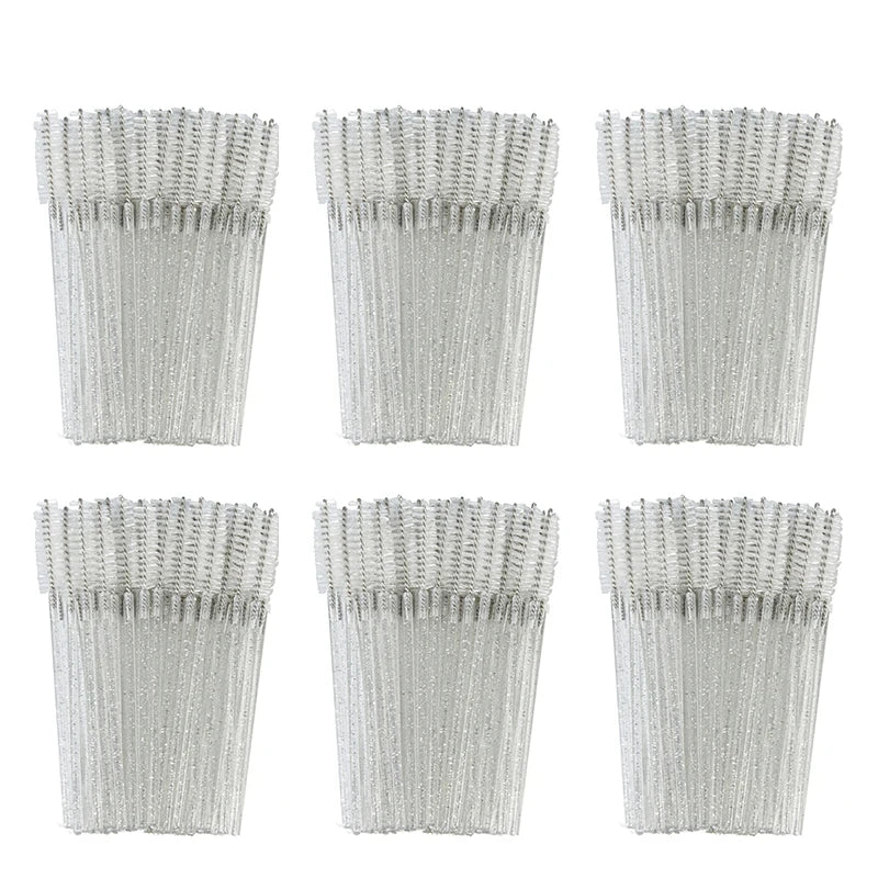 50Pcs Disposable Eyelash & Eyebrow Brushes – Soft Crystal Head Mascara Wands