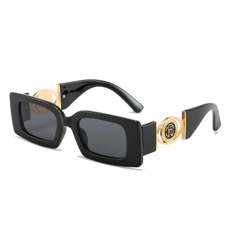 RBB Vintage Rectangle Sunglasses – Luxury Black Square UV400 Eyewear for Men & Women