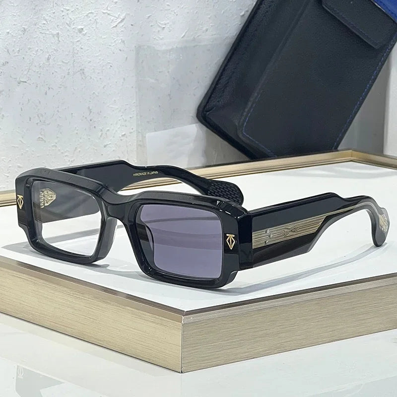 RBB Thick Acetate Rectangle Sunglasses – UV400 Gradient Lenses, Unisex Luxury Designer Shades