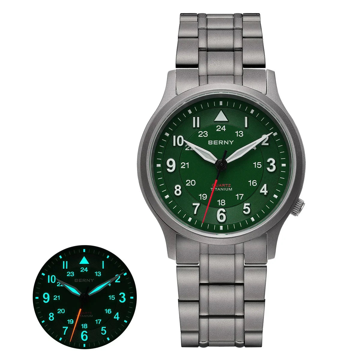 RBB Titanium Field Pilot Watch – Super Luminous Men's Outdoor Quartz Wristwatch with Sapphire Glass (5ATM)