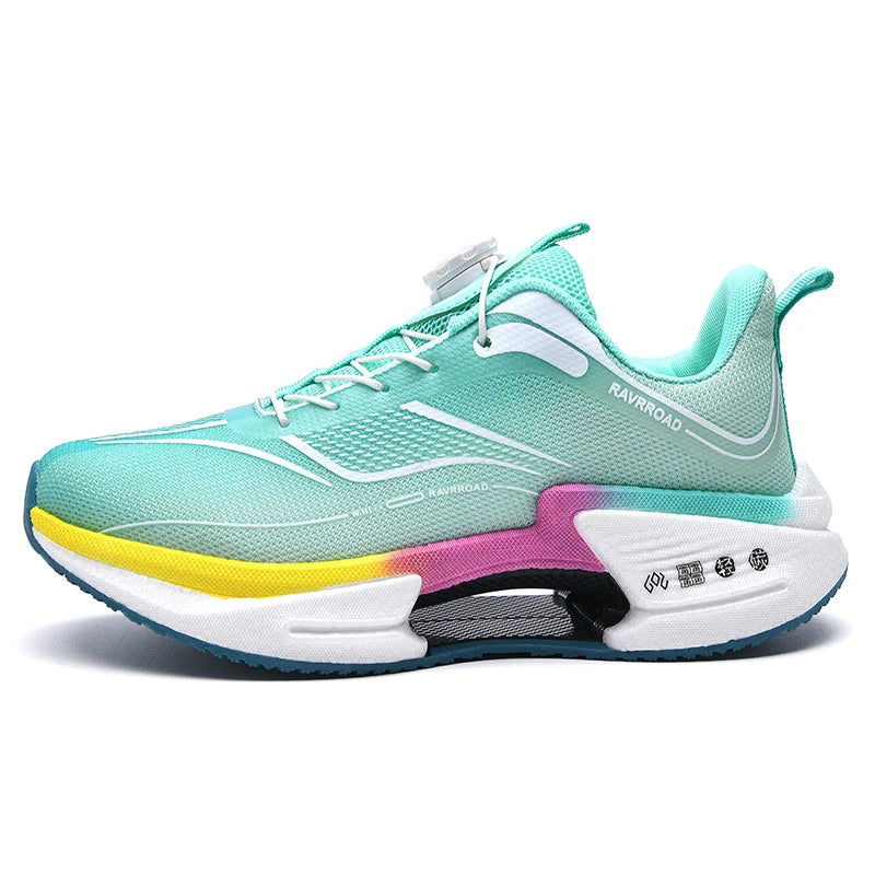 RBB Family Carbon Plate Running Shoes – Boys & Girls High Bounce TPU Popcorn Sneakers with Rotating Button Technology