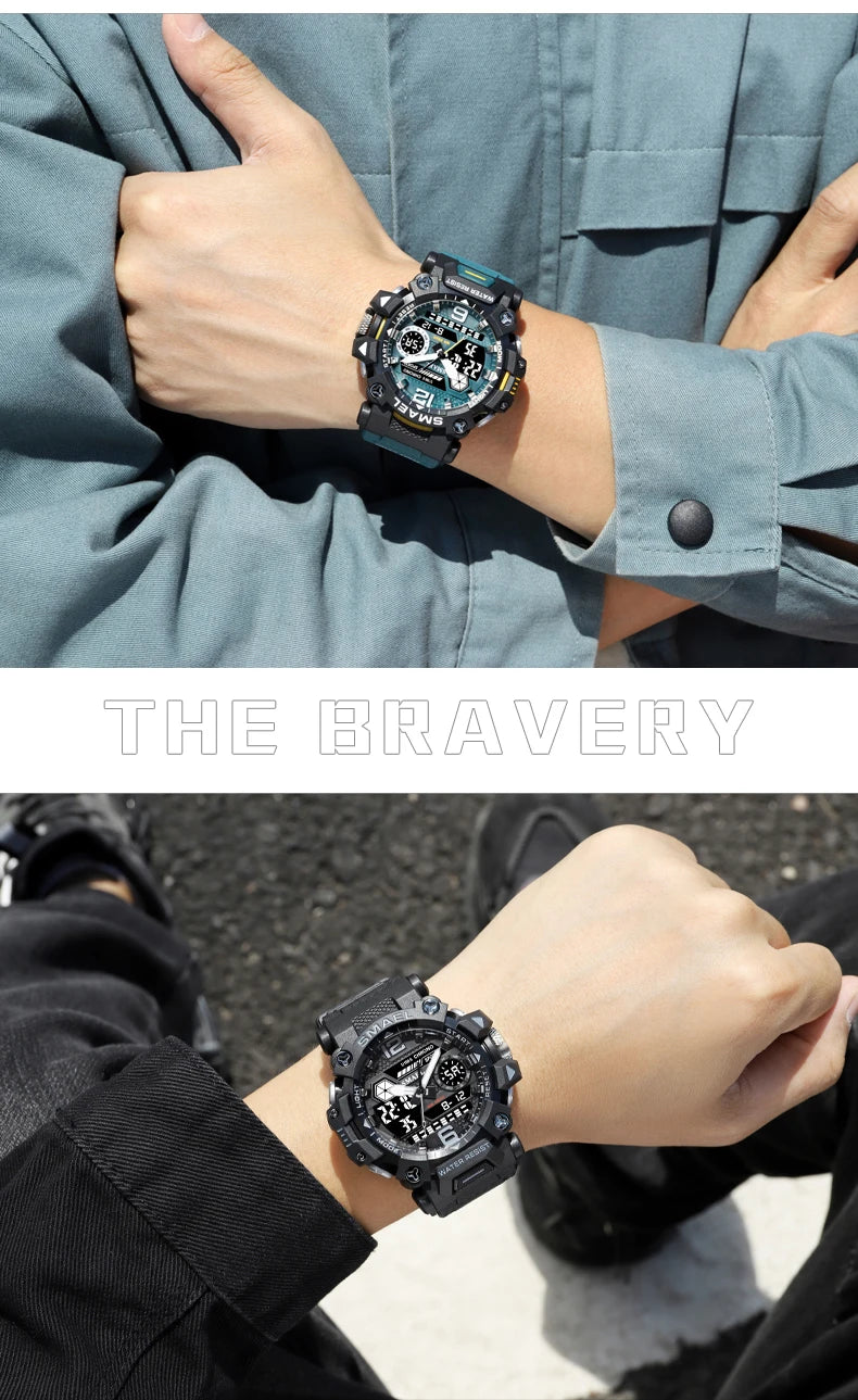 RBB Men’s Digital Sports Watch – 50M Waterproof, Dual Display, LED Quartz