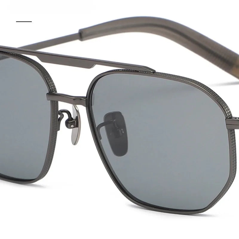 RBB Polarized Titanium Sunglasses – Handmade Square Frame Eyewear for Men & Women (Model 50003)