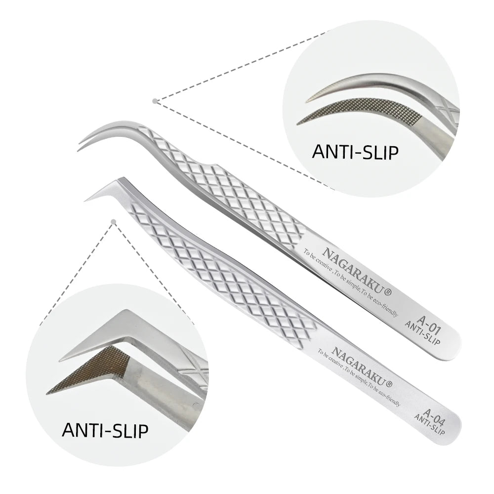 Stainless Steel Eyelash Extension Tweezers – 3D Precision Lash Applicator Tool
