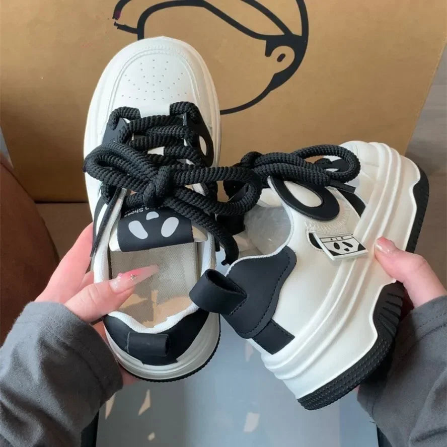 Women’s PU Leather Platform Sneakers – Thick Sole, Anti-Slip Casual Flats (2025)